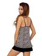 Top and shorts pajamas, lace trim, thin shoulder straps, leopard (pattern)
